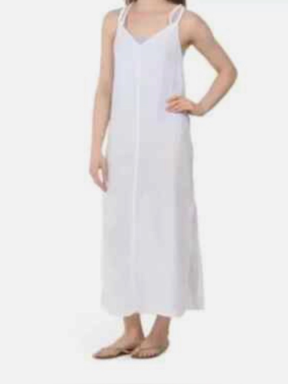 Rachel Zoe White Linen Sleeveless Maxi Dress Womens Size M